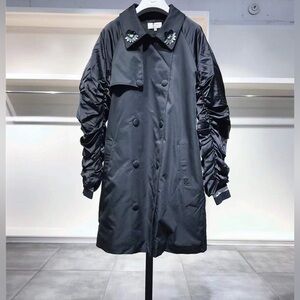 US 10/12 Koralline Pleated Sleeves Crystal Embellished Coat NWT